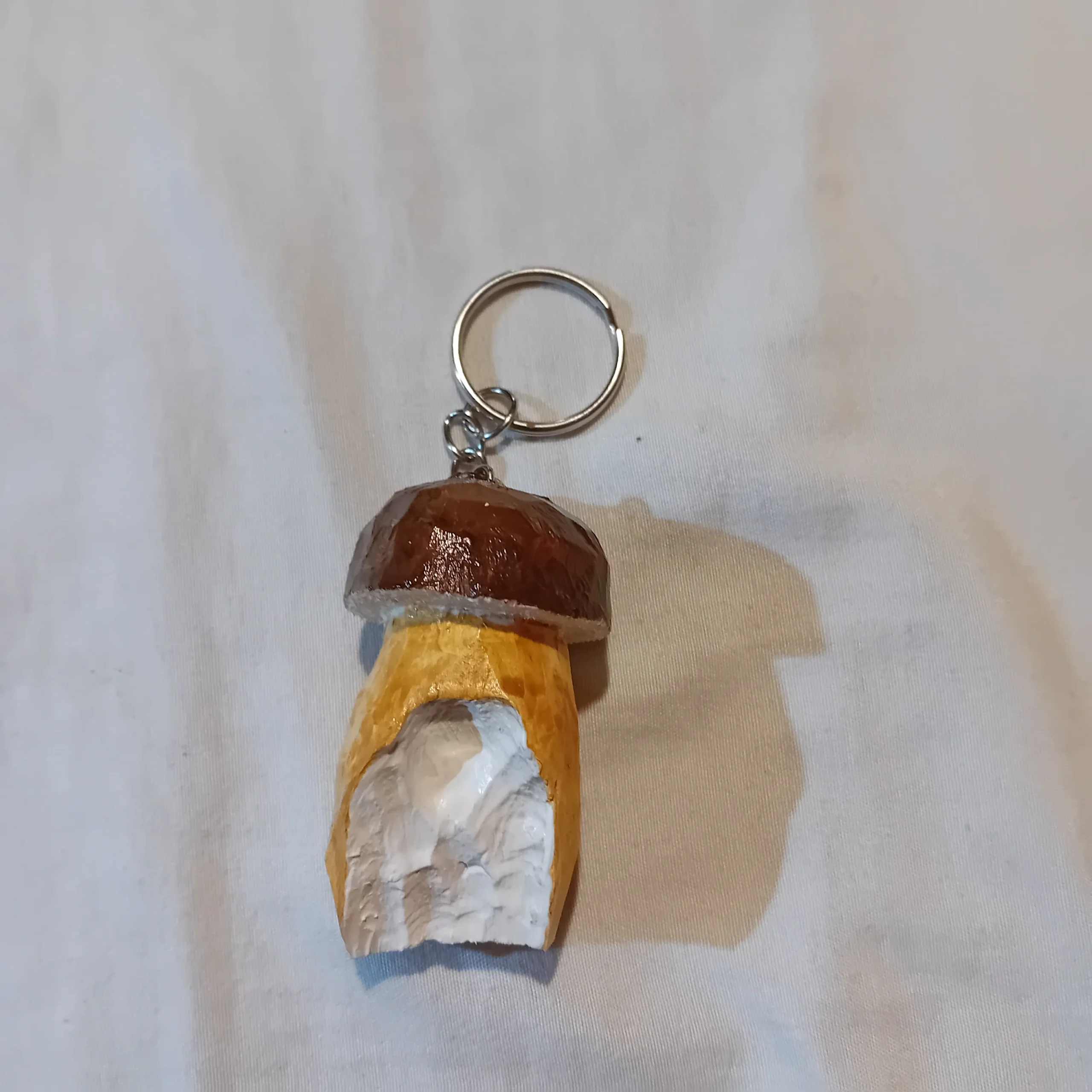 Hand-Carved Porcini Mushroom Keychain – Unique, One of a Kind