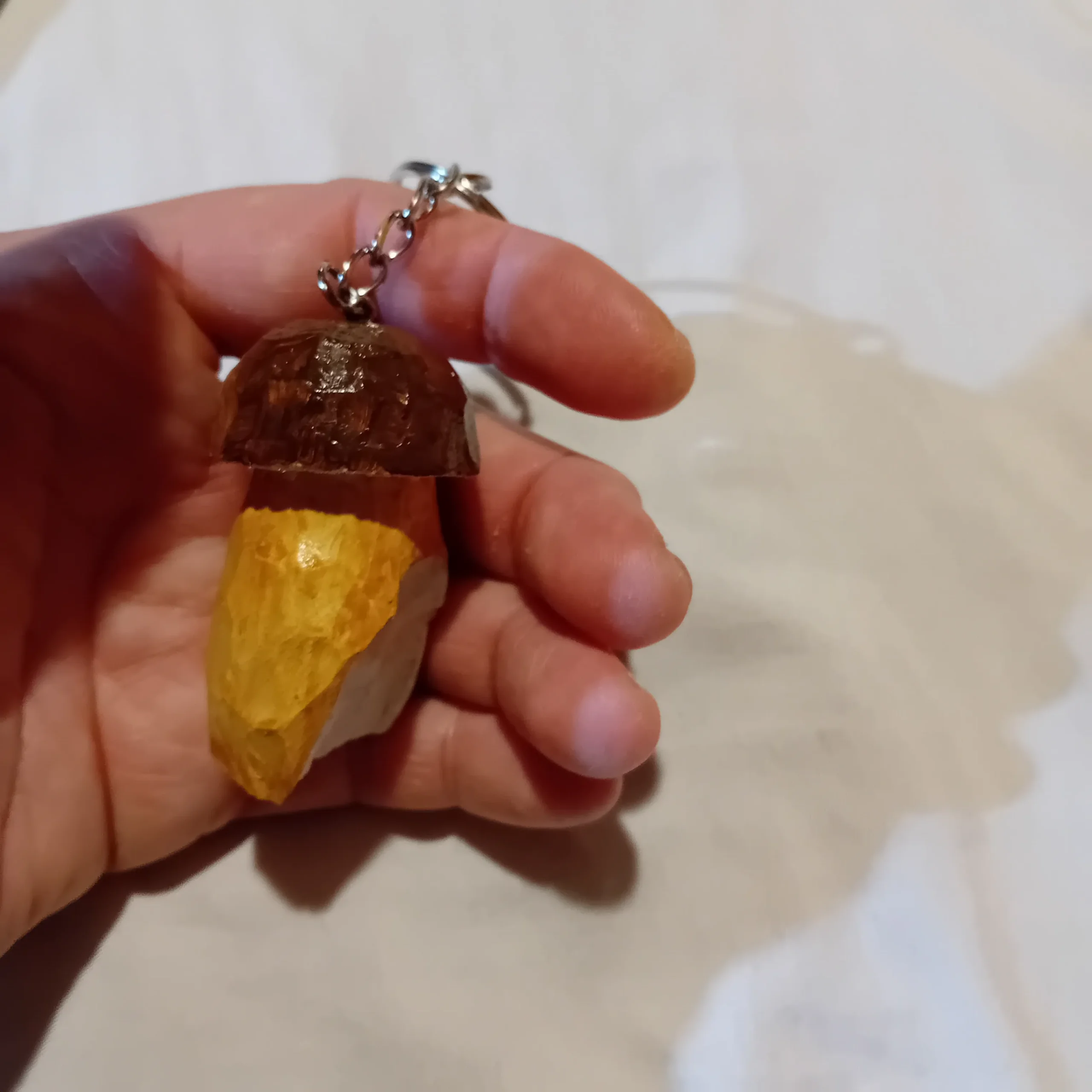 Hand-Carved Porcini Mushroom Keychain – Unique, One of a Kind - Image 4