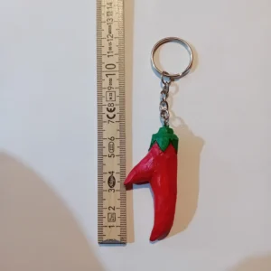 Stylized Hand-Carved Red Chili Pepper Keychain “Porta Fortuna” “U1″– Unique, One-of-a-Kind Piece