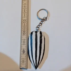 Stylized Hand-Carved Sunflower Seed Keychain – Painted Wood, Lacquered Finish