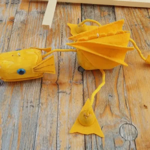 Simple Dragon Marionette – Handcrafted Toy with Toothed Head, Color Choice Available